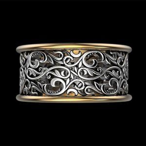 🎁 Beautiful Carved Dainty Double Layer Wide Vintage Ring for Women/Man,PD732
